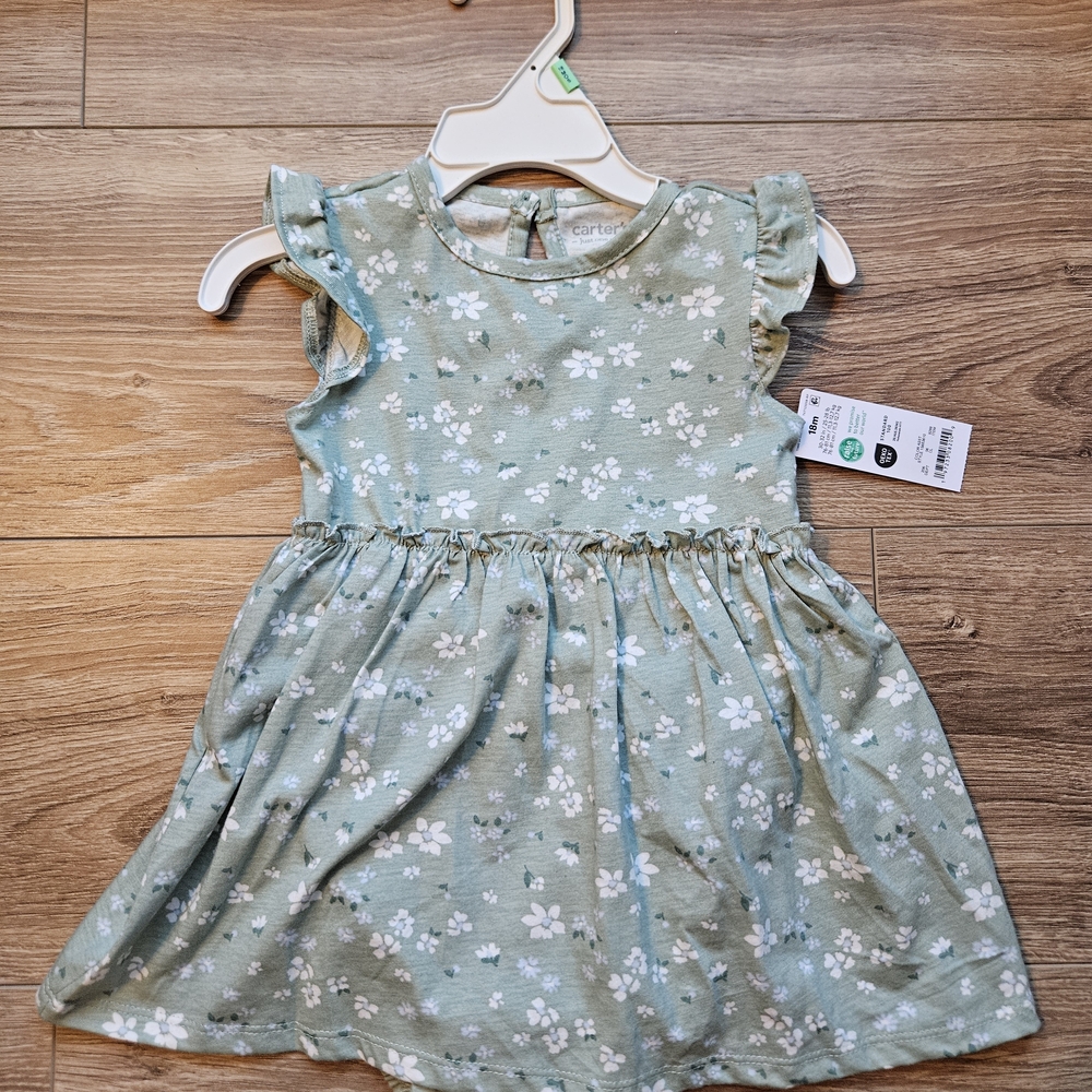 NWT Carter's Green Floral Dress 18M